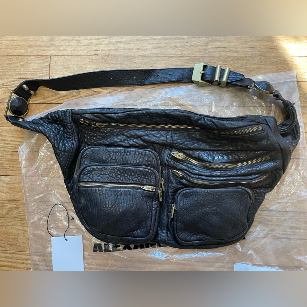 Alexander Wang Max Fanny Pack RARE Black Pebbled Leather Crossbody Bag